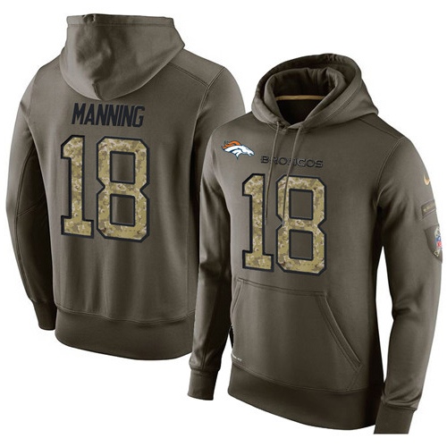 NFL Nike Denver Broncos #18 Peyton Manning Green Salute To Service Men's Pullover Hoodie